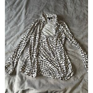 BCBGMAXAZRIA Womens Small 2 Piece Twin Set Cardigan Tank Black White Grid Print